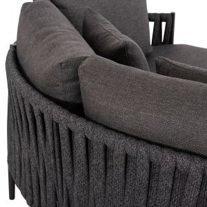 Sofa Polaris Sm6215.01 aluminum - rope strap and olefin in anthracite 164x144x84cm.