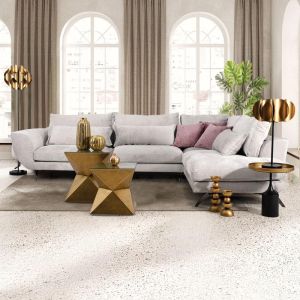 Диван Renata десен ъгъл Ice с розови възглавници 340x240