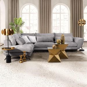 Sofa Renata left corner Sc gray with gray pillows 340x240