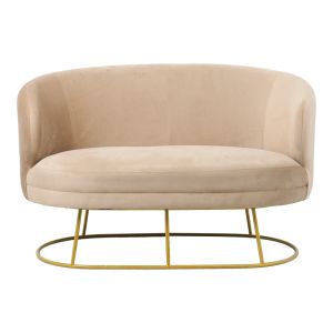 Sofa Rony Arien Gold Beige Plush Damascus And Golden Metal Legs 135x75x85cm