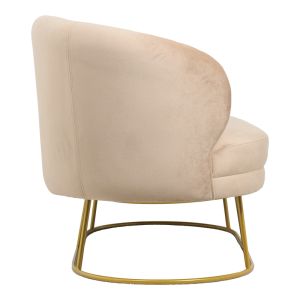 Sofa Rony Arien Gold Beige Plush Damascus And Golden Metal Legs 135x75x85cm