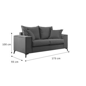 Verona sofa 2 pieces light gray fabric with blue pillows