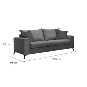 Verona sofa 2 pieces light gray fabric with blue pillows