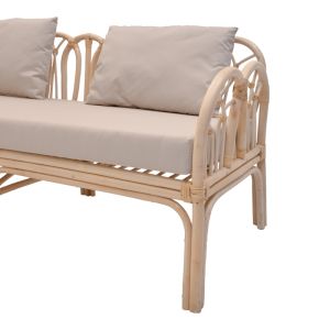Диван Ytrone естествен цвят синтетичен ратан бежова възглавница 166x61.5x71см