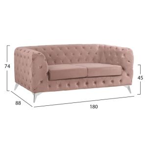 Two-seater sofa Chesterfield Velvet Albert Barlow rose ash Hm3129.05
