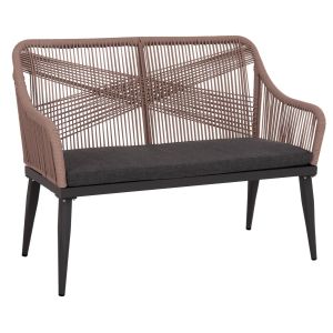 Two-seat sofa Myrtia Hm5550.12 aluminum in Anthracite-teslin rope in beige 123x61x90cm.