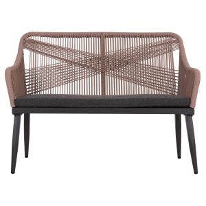 Two-seat sofa Myrtia Hm5550.12 aluminum in Anthracite-teslin rope in beige 123x61x90cm.