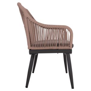 Two-seat sofa Myrtia Hm5550.12 aluminum in Anthracite-teslin rope in beige 123x61x90cm.