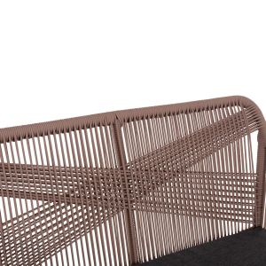 Two-seat sofa Myrtia Hm5550.12 aluminum in Anthracite-teslin rope in beige 123x61x90cm.