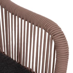 Two-seat sofa Myrtia Hm5550.12 aluminum in Anthracite-teslin rope in beige 123x61x90cm.