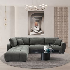 Right corner sofa, Gianco fabric, gray shade, 298x208x85cm