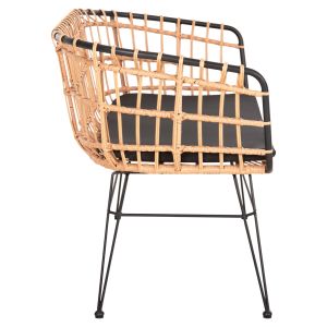 Sofa (bench) 2-seater allegra p,e,rattan in beige-black metal frame 125x60x77hcm Hm5692