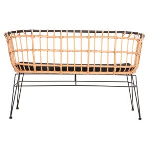 Sofa (bench) 2-seater allegra p,e,rattan in beige-black metal frame 125x60x77hcm Hm5692