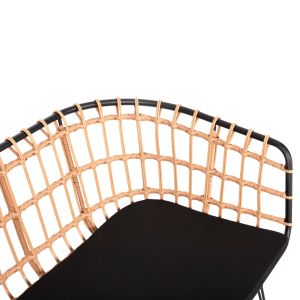 Sofa (bench) 2-seater allegra p,e,rattan in beige-black metal frame 125x60x77hcm Hm5692