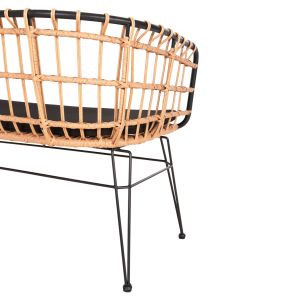 Sofa (bench) 2-seater allegra p,e,rattan in beige-black metal frame 125x60x77hcm Hm5692