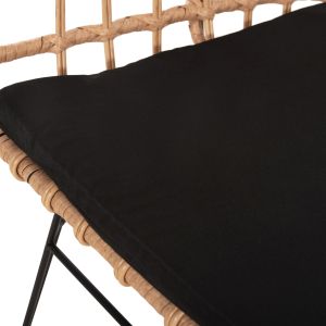Sofa (bench) 2-seater allegra p,e,rattan in beige-black metal frame 125x60x77hcm Hm5692