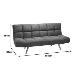 Sofa bed 3-seater Freddo fabric anthracite 181x81x86cm
