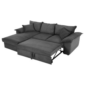 Sofa bed Aldo left corner with storage space polyester fabric anthracite 256x91-159x87hcm Hm3276,02l