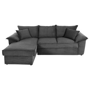 Sofa bed Aldo left corner with storage space polyester fabric anthracite 256x91-159x87hcm Hm3276,02l