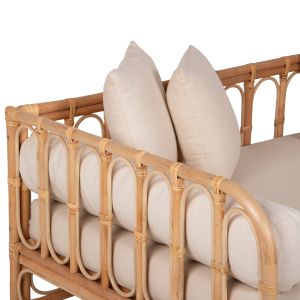 Диван-легло Lignano естествен ратан с бежови възглавници 200x100x75hcm Hm9660
