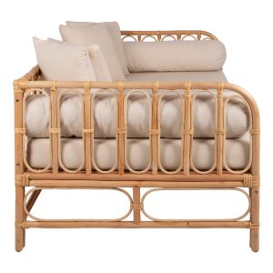 Диван-легло Lignano естествен ратан с бежови възглавници 200x100x75hcm Hm9660