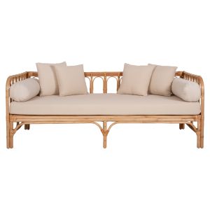Диван-легло Lignano естествен ратан с бежови възглавници 200x100x75hcm Hm9660