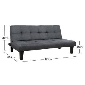 Диван/легло Hm3000.02 сива дамаска 180x82.5x78h см.