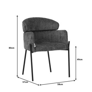 Tolerse Wolf armchair green fabric-black metal legs 58x57x80cm