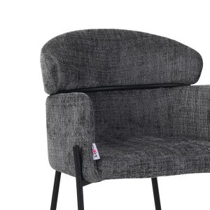 Tolerse Wolf armchair, light gray fabric, black metal legs, 58x57x80cm