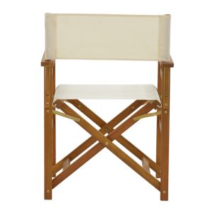 Bistrual executive chair with solid acacia frame and white seat