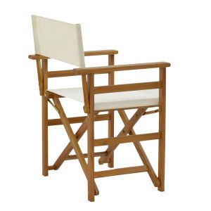 Bistrual executive chair with solid acacia frame and white seat