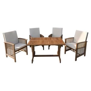 Wooden garden chair Borneo walnut color with beige cushion 58x69x97cm