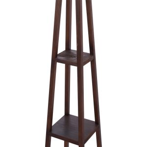 Дървен лампион с бежова шапка 26x26x156hcmhm7695,01