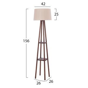 Дървен лампион с бежова шапка 26x26x156hcmhm7695,01