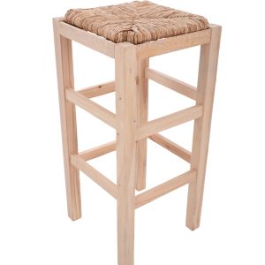 Wooden chair without backrest with straw HM10378,02