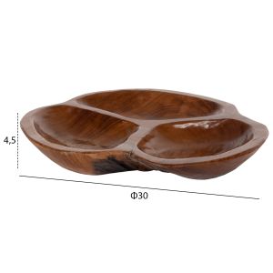 Wooden hors d'oeuvre bowl made of teak in natural color, D30x4.5cm Hm4272