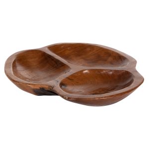 Wooden hors d'oeuvre bowl made of teak in natural color, D30x4.5cm Hm4272