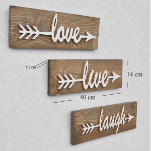 Wooden wall decoration Love Live Laugh Hm7308 40x1.2x14cm
