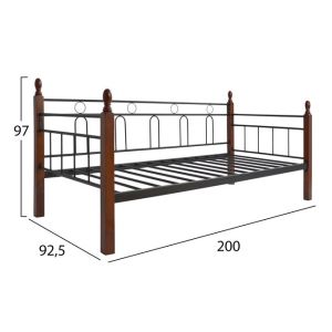 Single bed Mila Hm367 wood and metal 90x190.5