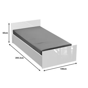Single bed afina in white color 90x200cm