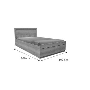 Single bed Nalos with drawer Castillo-oak 100x200cm