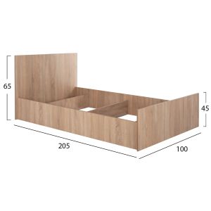 Single bed, sonoma oak color Hm2433,01
