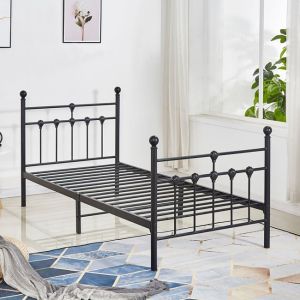 Single metal bed 190x90 black and white Hm574,01