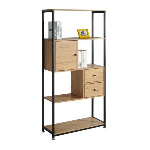 Industrial Edge shelf, gray oak color, modern industrial style, 78x30x158cm