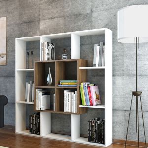Leef shelf, white and walnut color, 136x22x136
