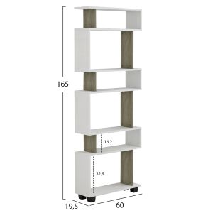 Owl shelf made of melamine Olive Gray White 60x19,5x165hcmhm8923,11