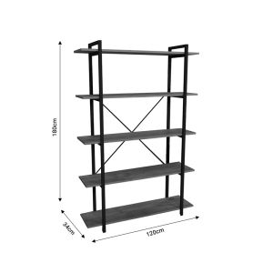 Reson shelf, oak/black, 120x34x180cm