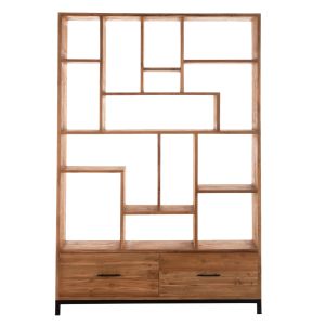 Bookcase Romulus Hm9803 made of solid teak wood-140x30x210.5hcm