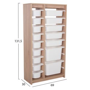 Етажерка Sani Hm18204.03 меламин в цвят Sonama-16 бяло P.e. чекмеджета 69x30x131,5hcm