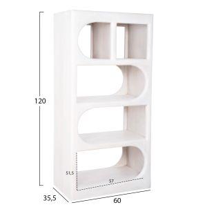 Santorini Wood Handyr shelf solid mango wood white color 60x35x120hcm Hm9706